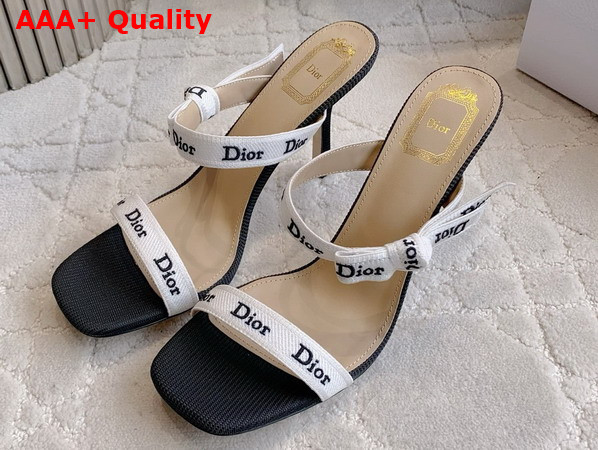 Dior Heeled Sandal with Jadior Straps Black Embroidered Cotton Replica