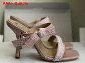 Dior Heeled Sandal with Jadior Straps Nude Embroidered Cotton and White Lace Replica