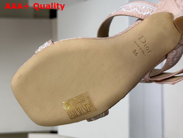 Dior Heeled Sandal with Jadior Straps Nude Embroidered Cotton and White Lace Replica