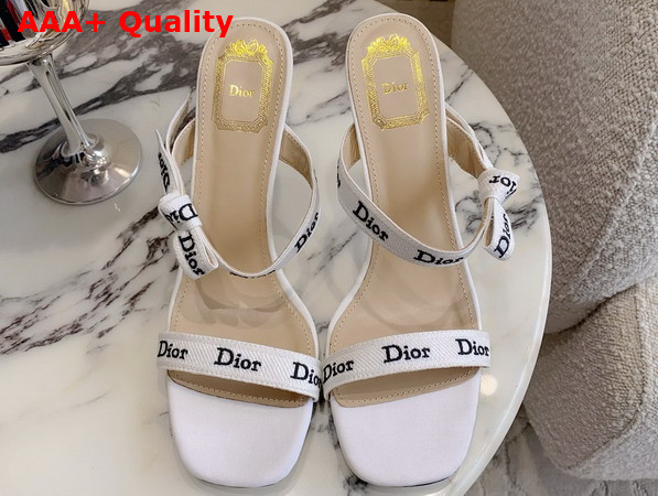 Dior Heeled Sandal with Jadior Straps White Embroidered Cotton Replica
