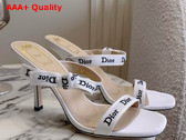 Dior Heeled Sandal with Jadior Straps White Embroidered Cotton Replica