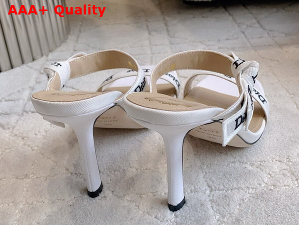 Dior Heeled Sandal with Jadior Straps White Embroidered Cotton Replica