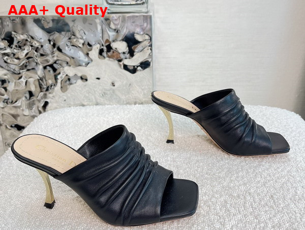 Dior Heeled Slide in Black Lambskin Replica