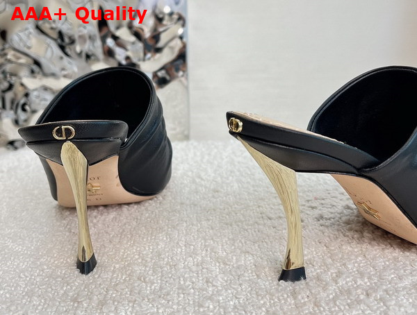 Dior Heeled Slide in Black Lambskin Replica