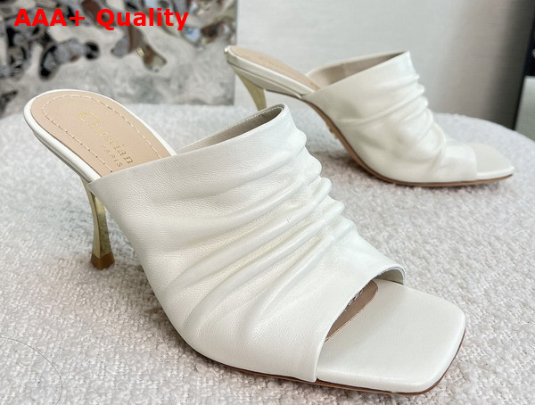 Dior Heeled Slide in White Lambskin Replica