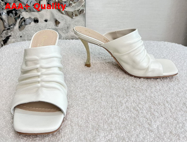 Dior Heeled Slide in White Lambskin Replica