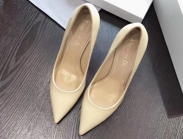 Dior High Heeled Shoe in Beige Patent Calfskin Leather Slender 10cm Heel For Sale