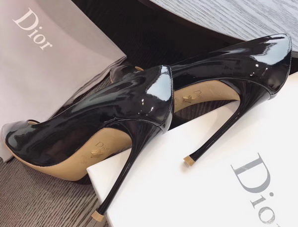 Dior High Heeled Shoe in Black Patent Calfskin Leather Slender 10cm Heel For Sale