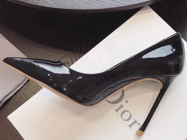 Dior High Heeled Shoe in Black Patent Calfskin Leather Slender 10cm Heel For Sale