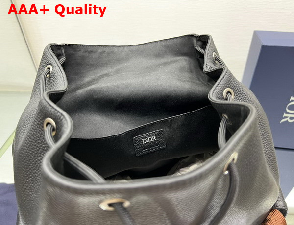 Dior Hit The Road Cactus Jack Dior Backpack Black Grained Calfskin with Embroidered Signature Replica