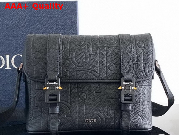 Dior Hit the Road Messenger Bag with Flap Black Dior Gravity Leather and Black Grained Calfskin Replica