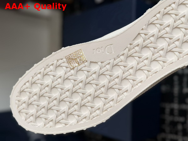 Dior Hooper High Top Sneaker in Beige and Blue Dior Oblique Jacqaurd and Black Suede Calfskin Replica