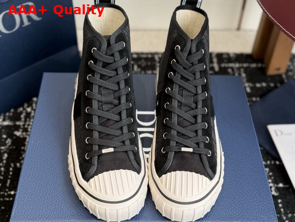 Dior Hooper High Top Sneaker in Black Dior Oblique Jacquard and Black Suede Calfskin Replica