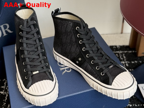 Dior Hooper High Top Sneaker in Black Dior Oblique Jacquard and Black Suede Calfskin Replica