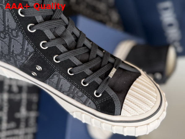 Dior Hooper High Top Sneaker in Black Dior Oblique Jacquard and Black Suede Calfskin Replica
