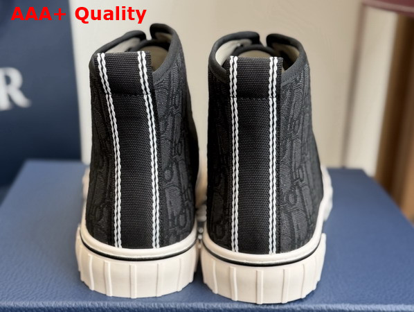 Dior Hooper High Top Sneaker in Black Dior Oblique Jacquard and Black Suede Calfskin Replica