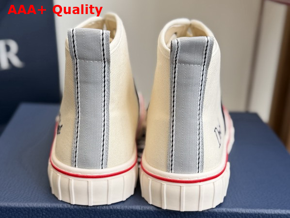 Dior Hooper High Top Sneaker in White Canvas and Navy Blue Suede Calfskin Replica