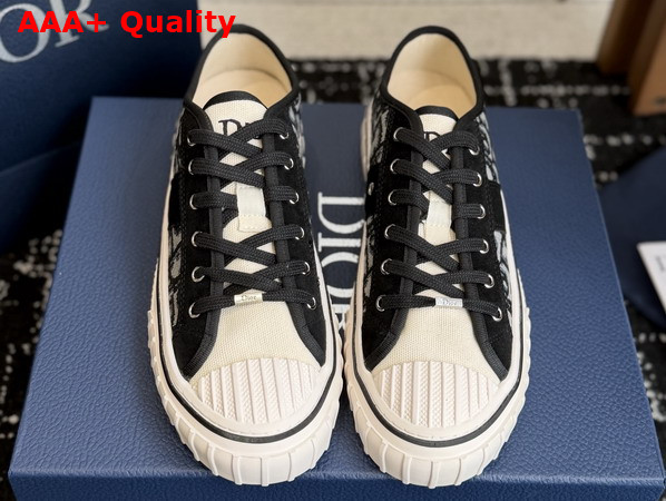 Dior Hooper Low Top Sneaker in Beige and Blue Dior Oblique Jacquard and Black Suede Calfskin Replica