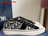 Dior Hooper Low Top Sneaker in Beige and Blue Dior Oblique Jacquard and Black Suede Calfskin Replica