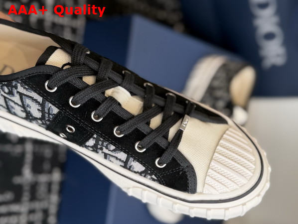 Dior Hooper Low Top Sneaker in Beige and Blue Dior Oblique Jacquard and Black Suede Calfskin Replica