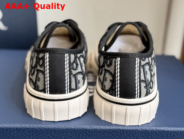 Dior Hooper Low Top Sneaker in Beige and Blue Dior Oblique Jacquard and Black Suede Calfskin Replica