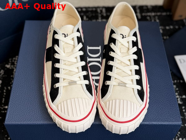 Dior Hooper Low Top Sneaker in White Canvas and Navy Blue Suede Calfskin Replica