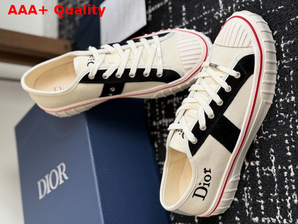 Dior Hooper Low Top Sneaker in White Canvas and Navy Blue Suede Calfskin Replica