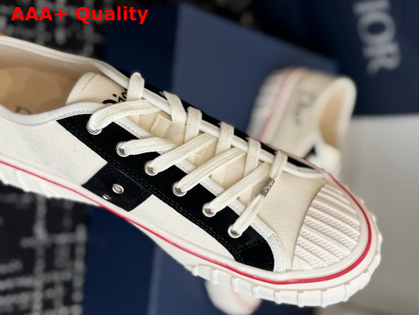 Dior Hooper Low Top Sneaker in White Canvas and Navy Blue Suede Calfskin Replica
