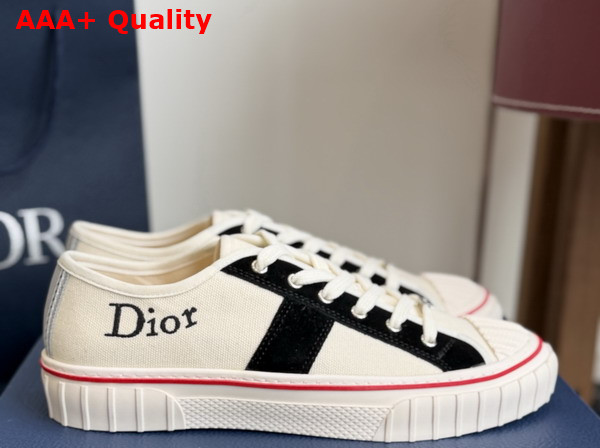 Dior Hooper Low Top Sneaker in White Canvas and Navy Blue Suede Calfskin Replica