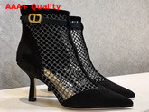 Dior I Heeled Ankle Boot Black Suede Calfskin Mesh Replica