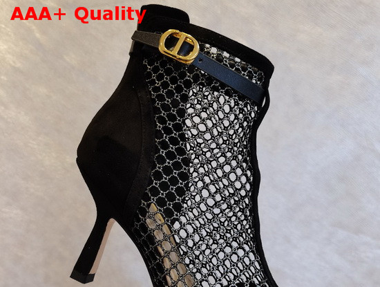 Dior I Heeled Ankle Boot Black Suede Calfskin Mesh Replica