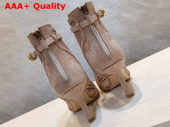 Dior I Heeled Ankle Boot Nude Suede Calfskin Mesh Replica