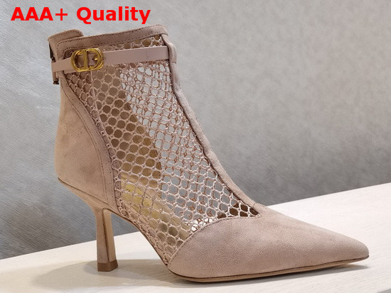 Dior I Heeled Ankle Boot Nude Suede Calfskin Mesh Replica