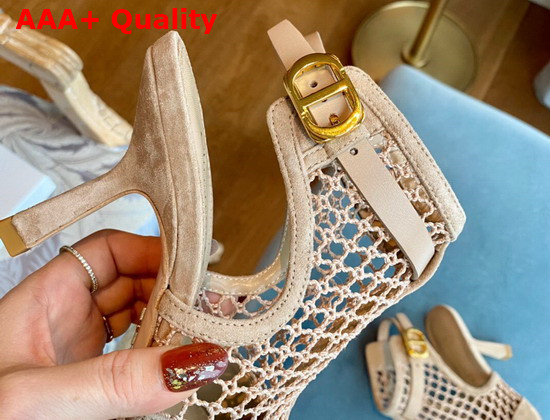 Dior I Slingback Pump Beige Mesh and Suede Calfskin Replica