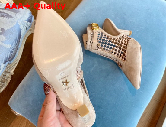 Dior I Slingback Pump Beige Mesh and Suede Calfskin Replica