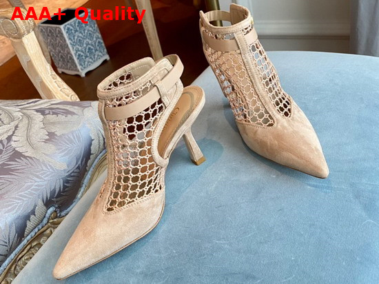 Dior I Slingback Pump Beige Mesh and Suede Calfskin Replica