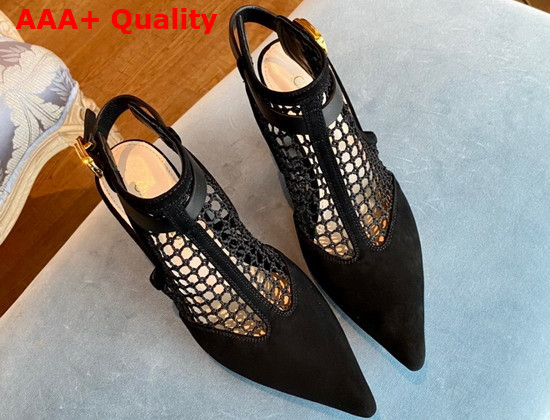 Dior I Slingback Pump Black Mesh and Suede Calfskin Replica