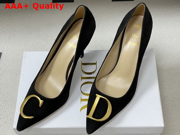 Dior Initials Pump in Black Suede Goatskin Replica