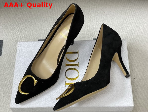 Dior Initials Pump in Black Suede Goatskin Replica
