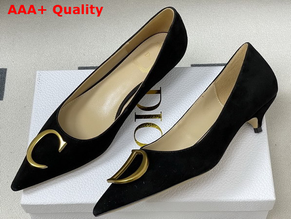 Dior Initials Pump in Black Suede Goatskin Replica