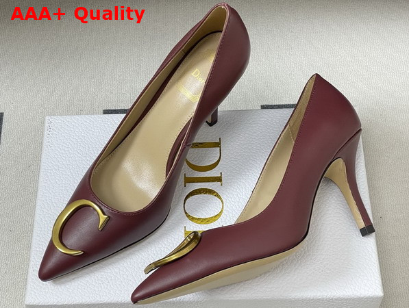 Dior Initials Pump in Burgundy Calfskin Replica