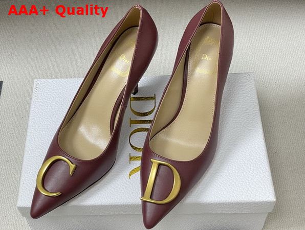Dior Initials Pump in Burgundy Calfskin Replica