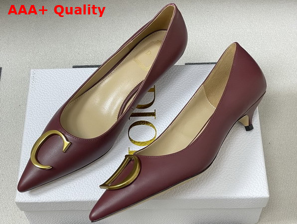 Dior Initials Pump in Burgundy Calfskin Replica