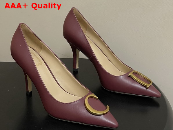 Dior Initials Pump in Burgundy Calfskin Replica