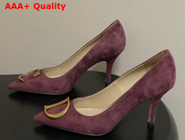 Dior Initials Pump in Burgundy Suede Goatskin Replica
