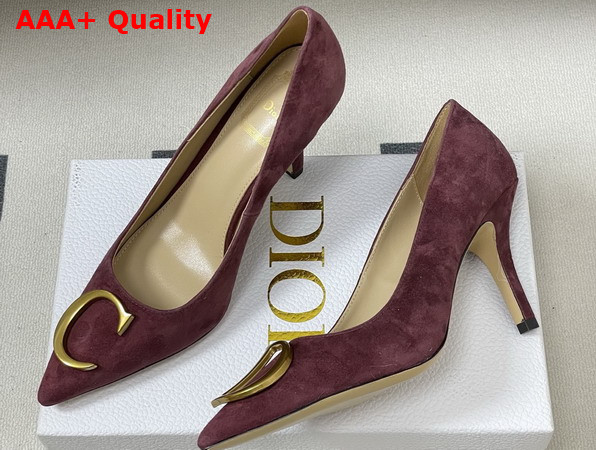 Dior Initials Pump in Burgundy Suede Goatskin Replica