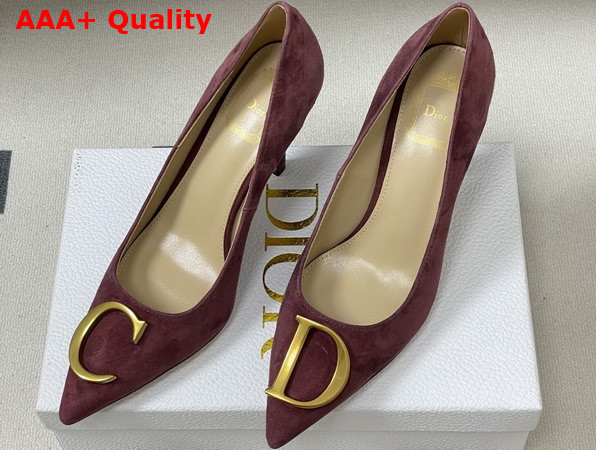 Dior Initials Pump in Burgundy Suede Goatskin Replica