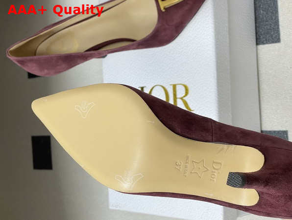 Dior Initials Pump in Burgundy Suede Goatskin Replica