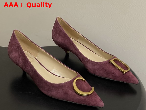 Dior Initials Pump in Burgundy Suede Goatskin Replica