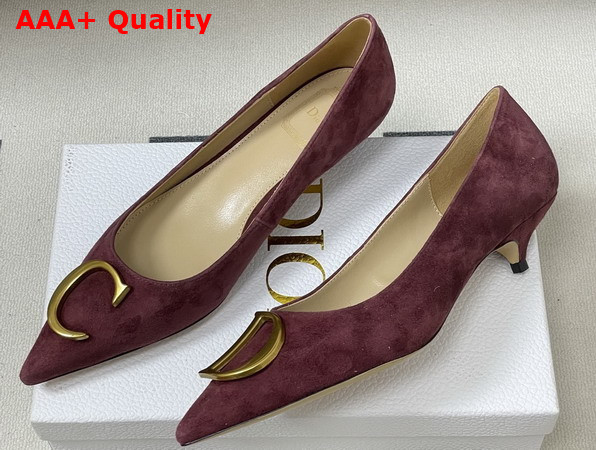 Dior Initials Pump in Burgundy Suede Goatskin Replica